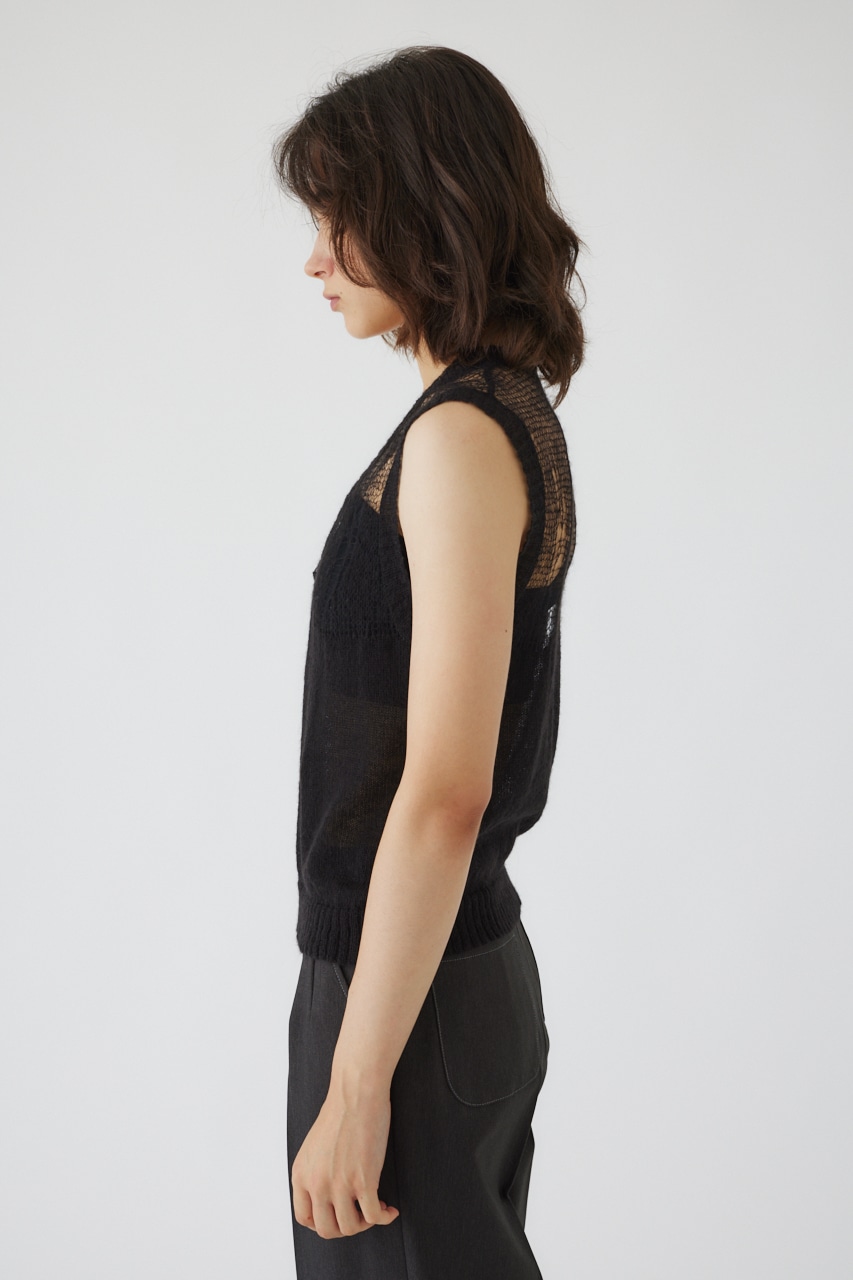 Mohair mix minimum knit vest BLK FREE
