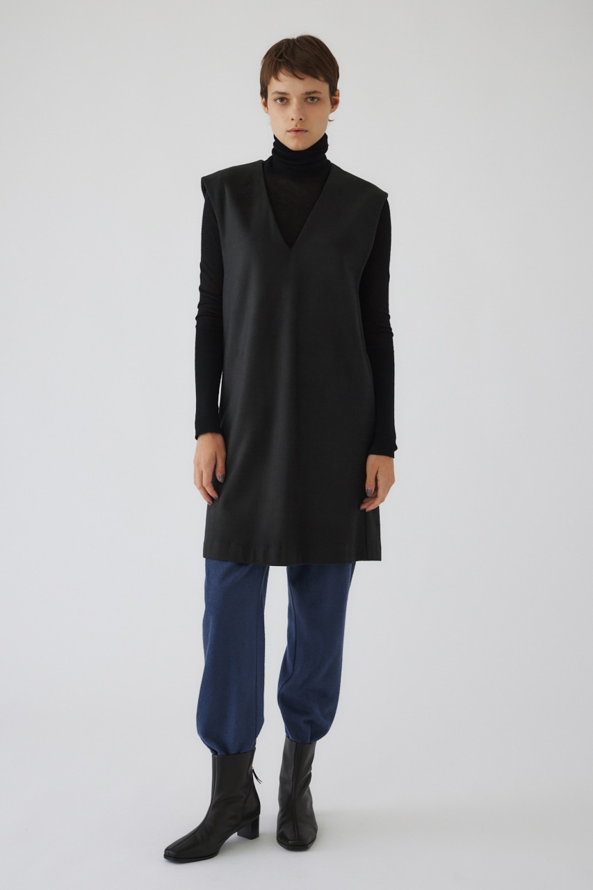 Soft felt long vest L/BLK 36