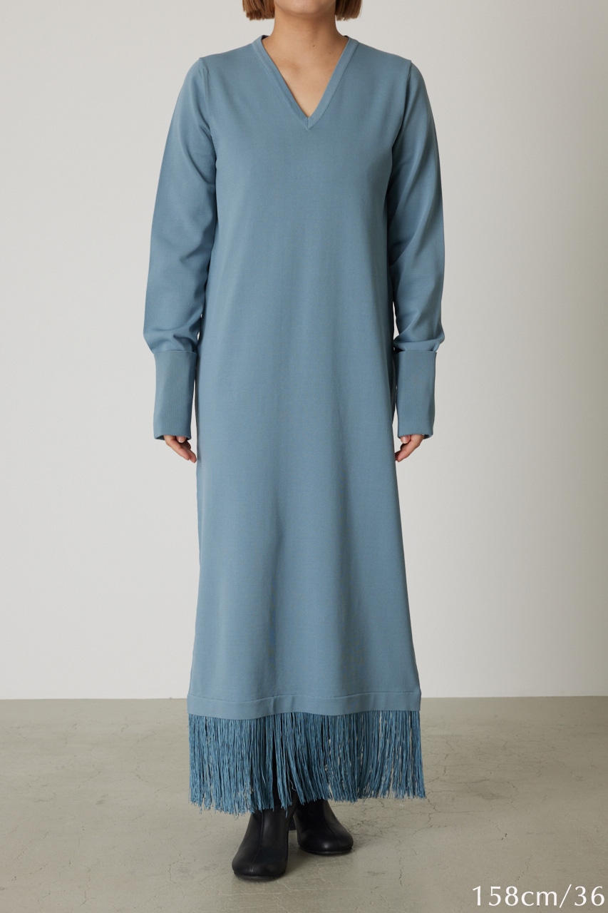 【LIMITED SALE】Fringe flare dress BLU 38