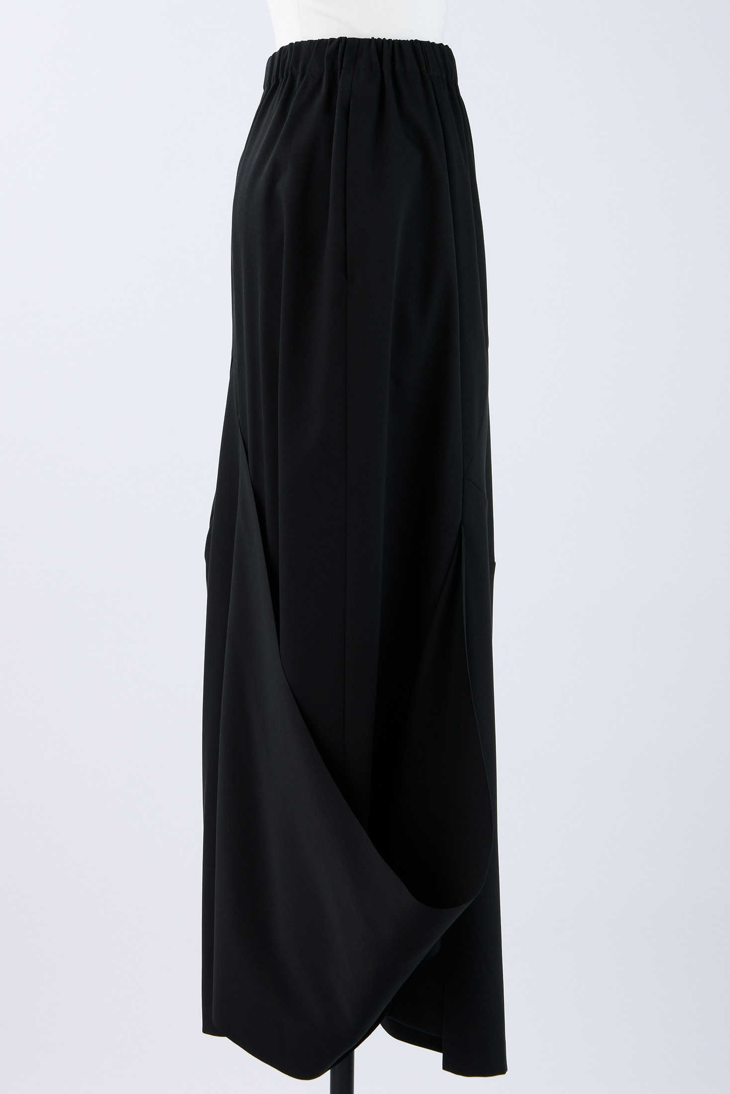 asymmetry drape skirt black