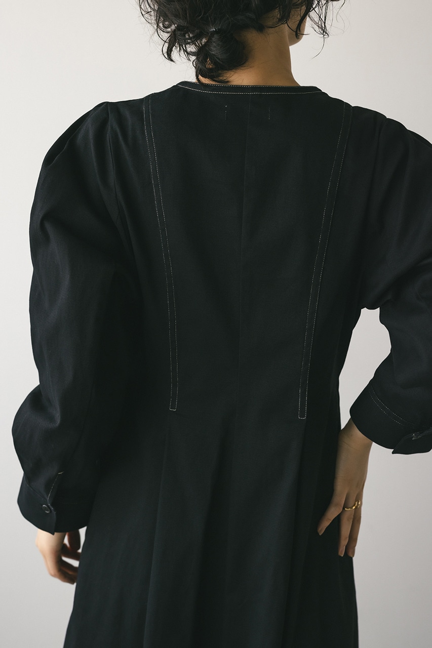 ウエストシェイプステッチワンピース BLK M