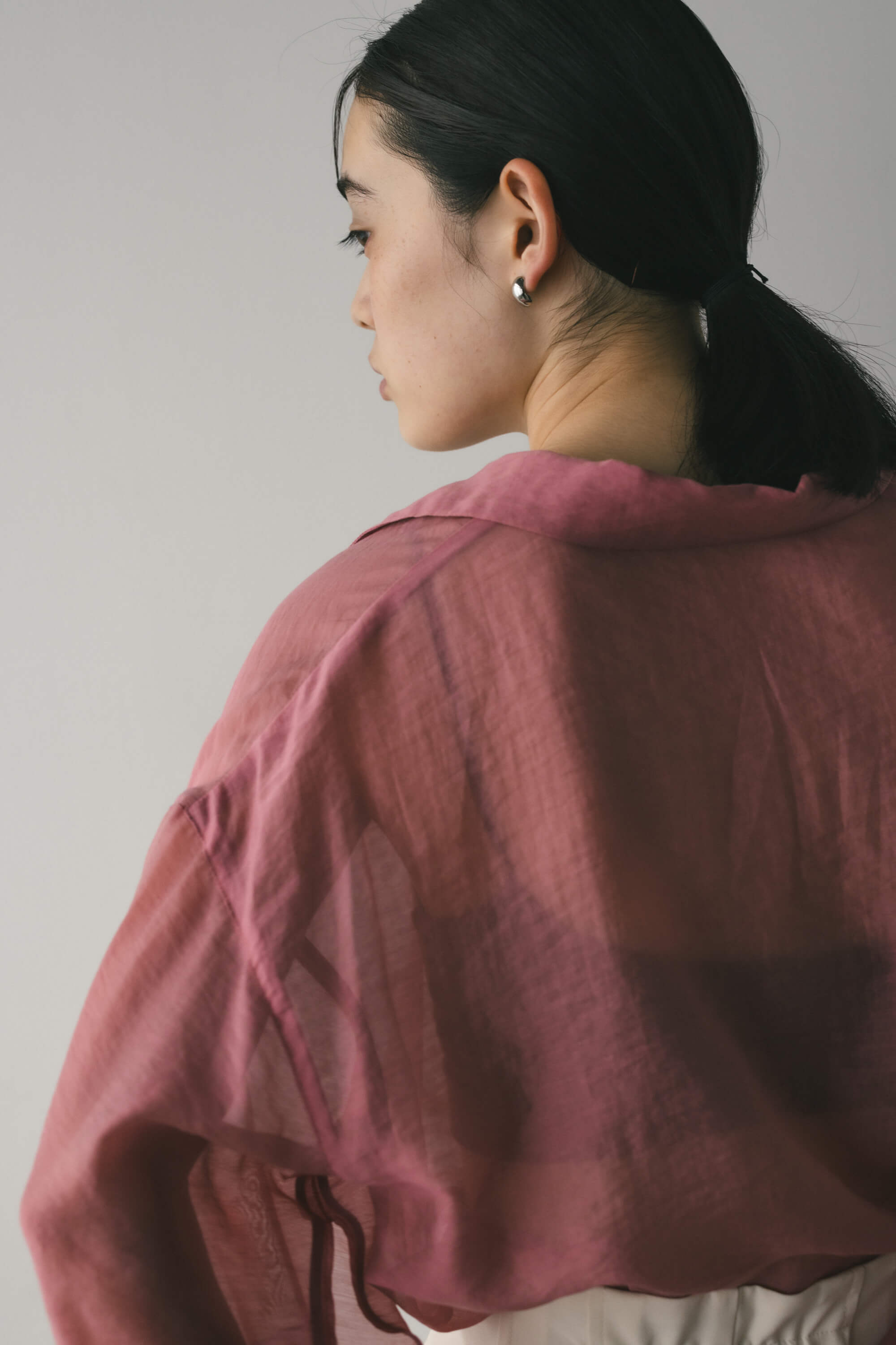 スリットスリーブシアーシャツ PNK FREE