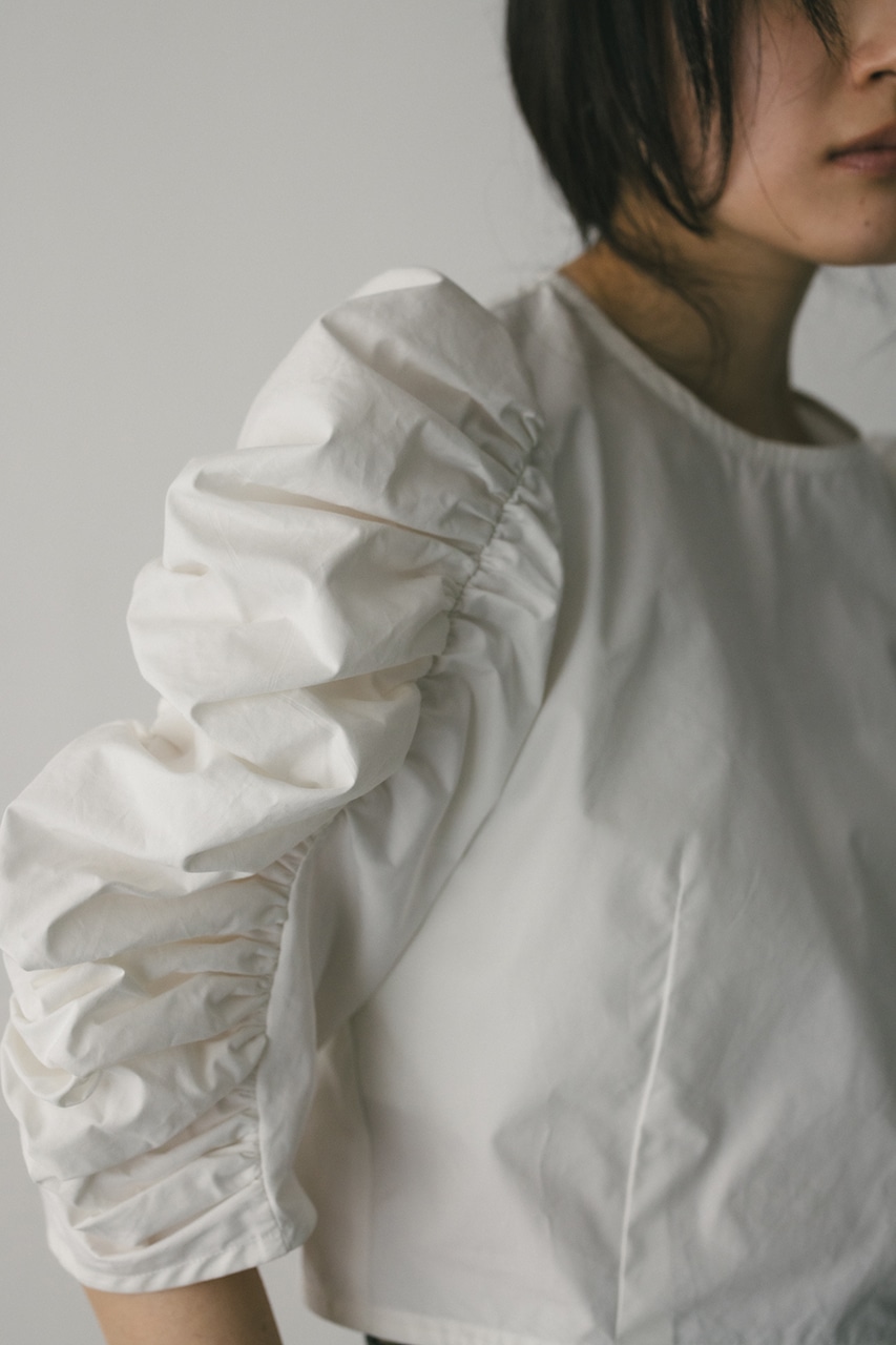 ショルダーギャザーブラウス WHT S
