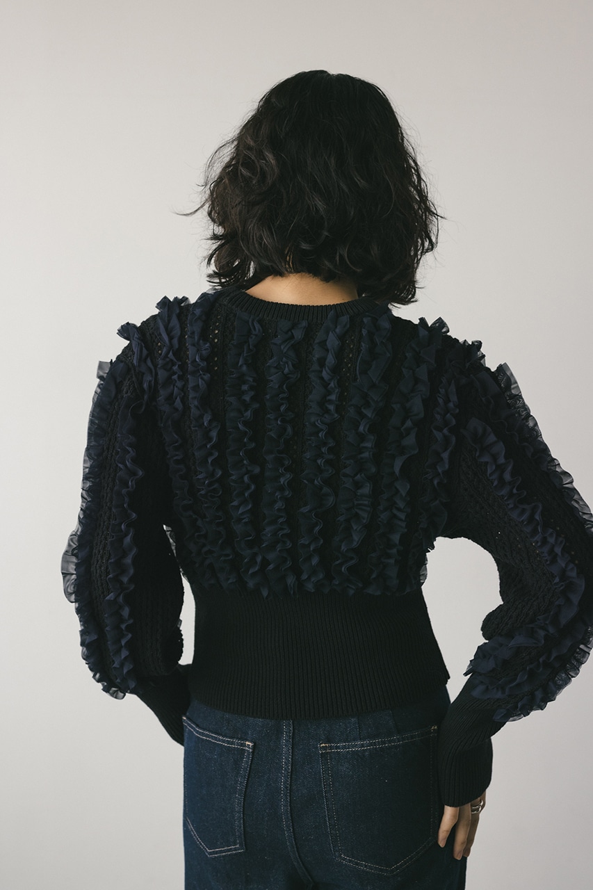 チュールフリルニット NVY FREE