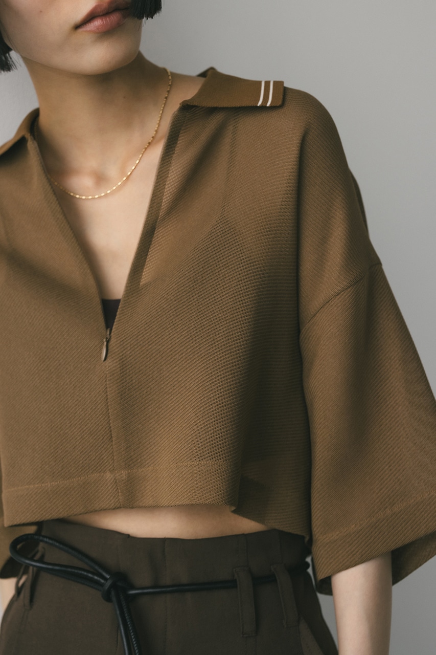 ラインカラーメッシュトップ BRN FREE