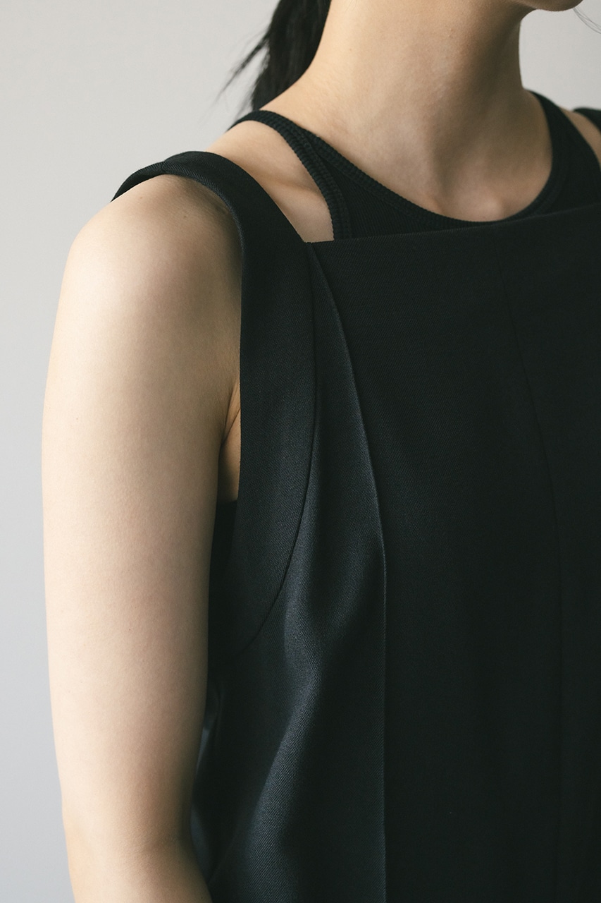 スクエアネックロンパース BLK S