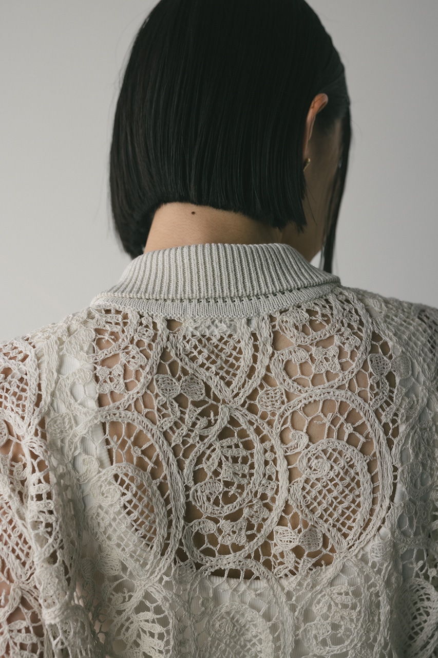 クロシェレースニットシャツ WHT FREE