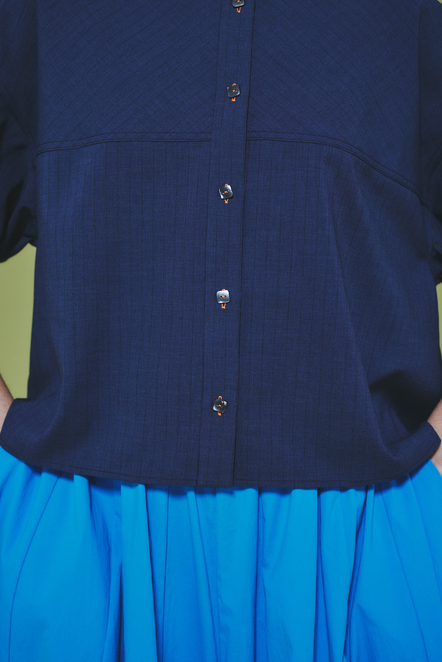 Stripe half sleeve shirt 柄NVY FREE