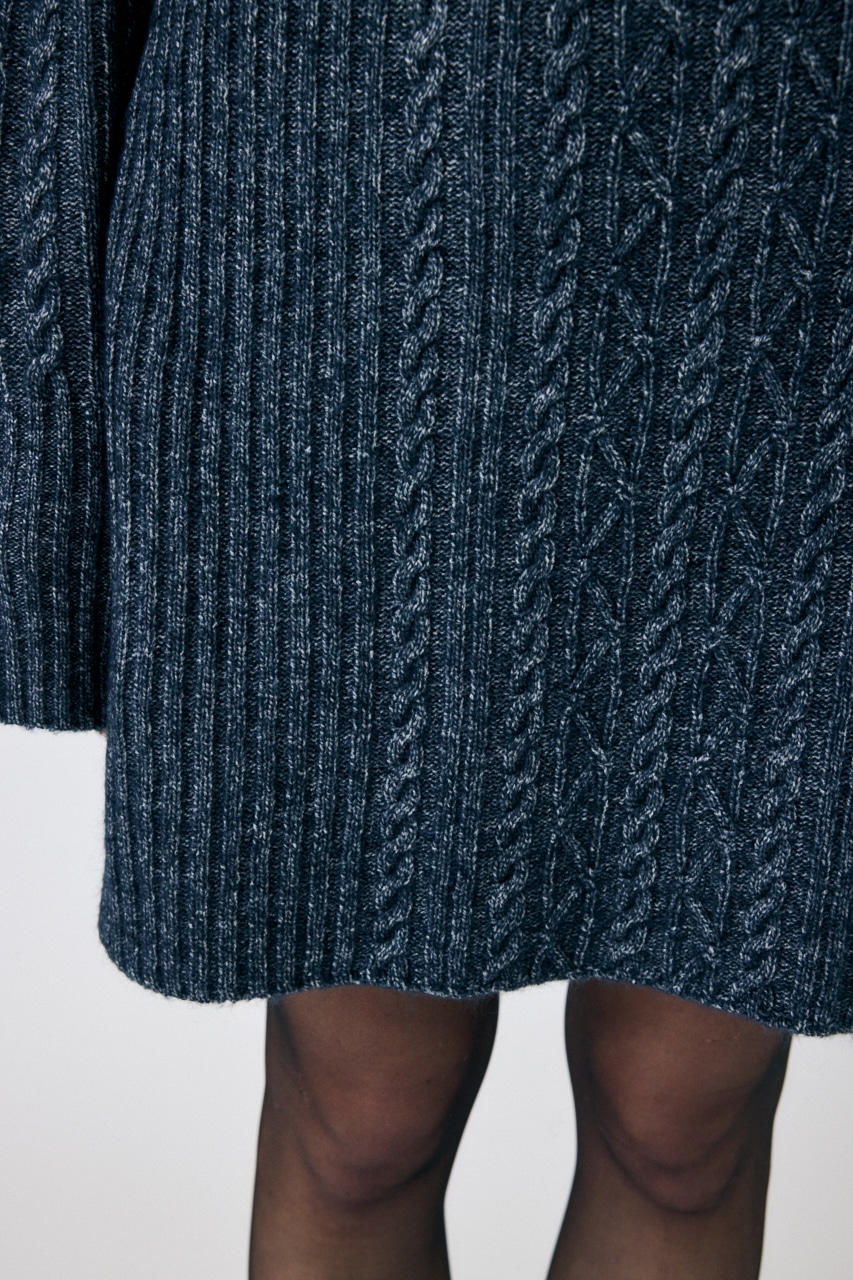 RIB CABLE ミニスカート BLK FREE