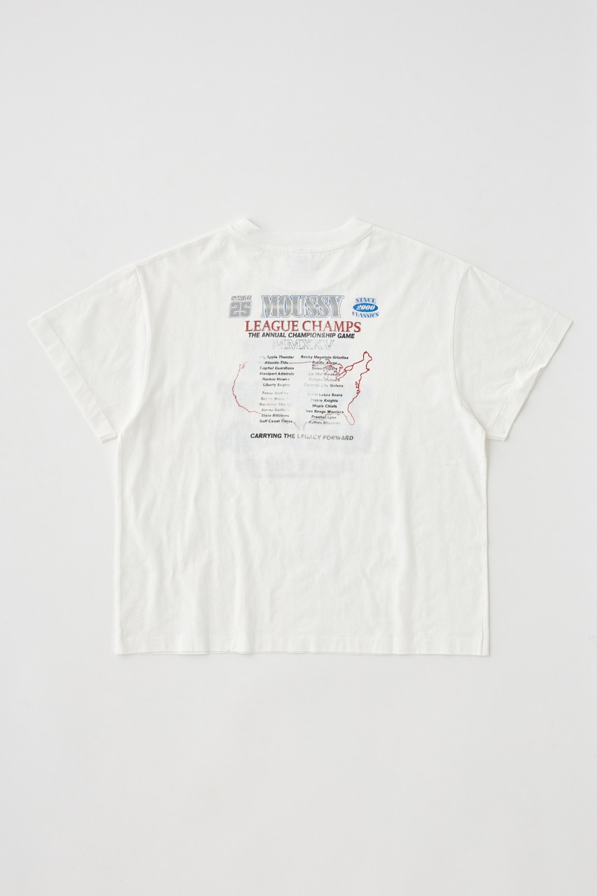 MOUSSY LEAGUE CHAMPS 25 Tシャツ O/WHT FREE