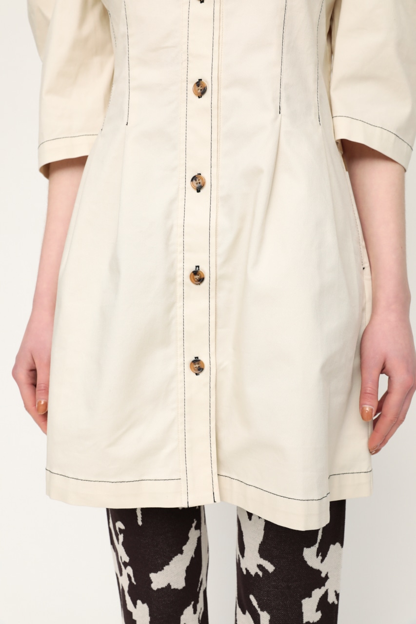 FRONT BUTTON TUCK SLEEVE ショートワンピース(1 IVOY): ワンピース 
