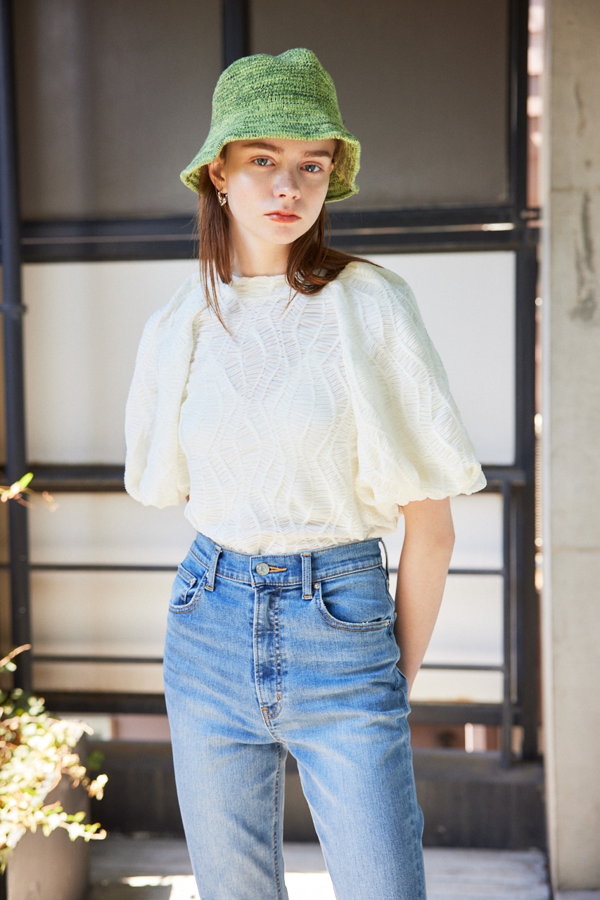 SLY | CUT LACE PUFF SLEEVE トップス (Tシャツ・カットソー(半袖 ...