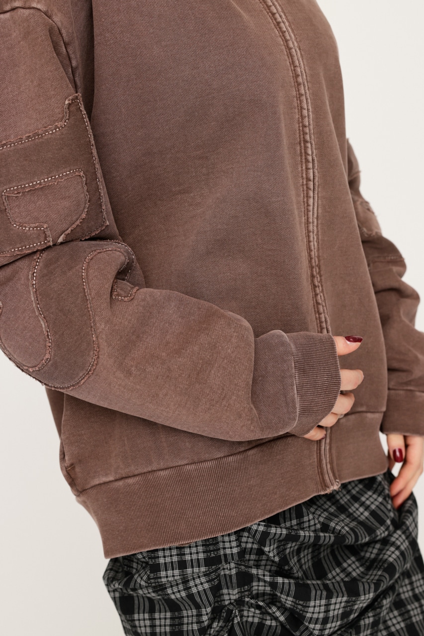 PATCH LOGO 2WAY スウェット BRN FREE