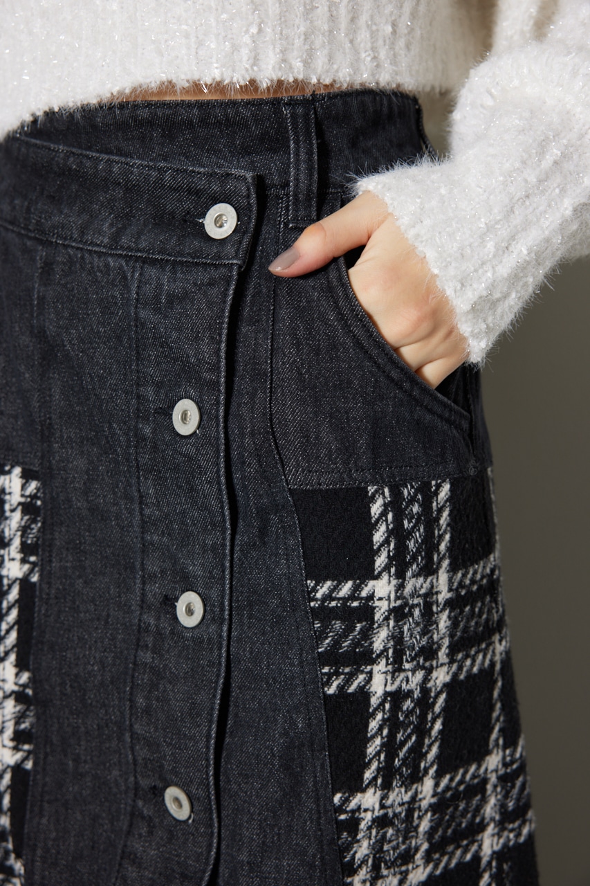 マルチパターンジャストウエストAラインスカート BLK S