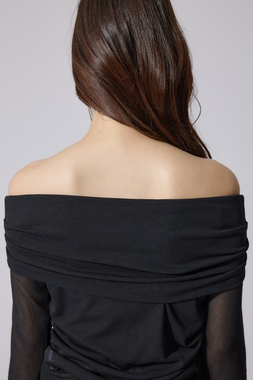 オフショルレディーシアートップス BLK FREE