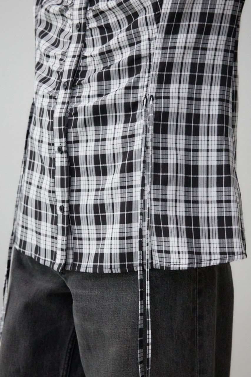 フロントシャーリングシャツ 柄BLK FREE