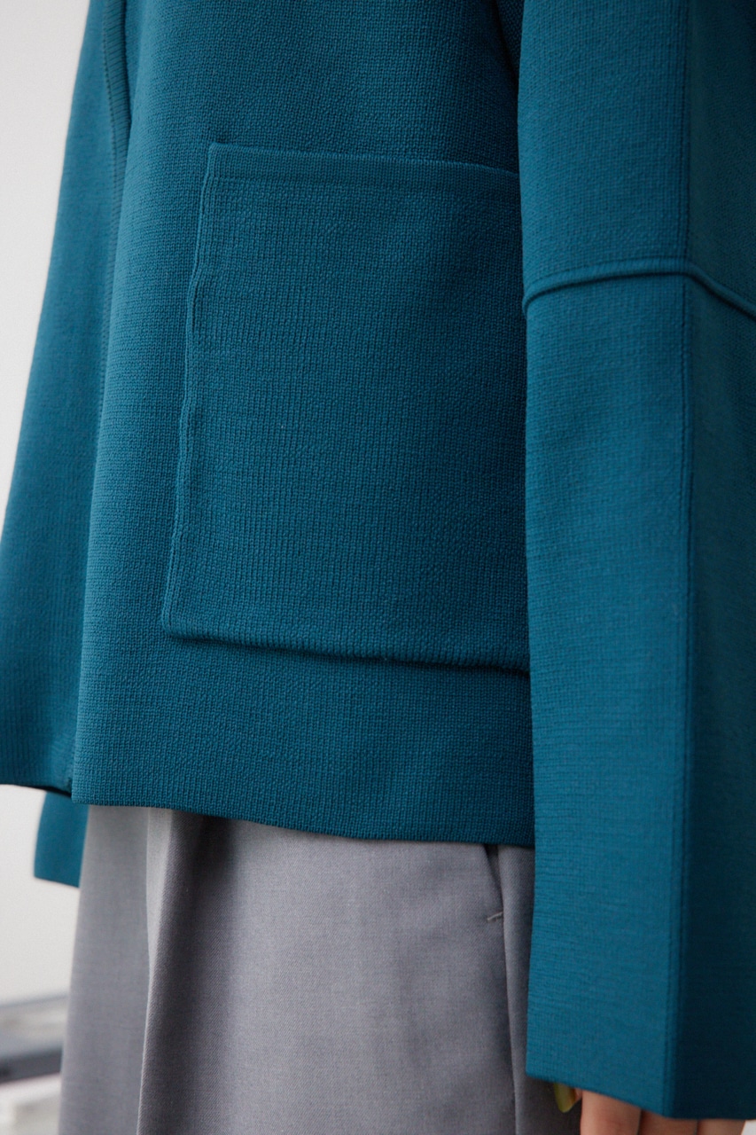 フォルムジップアップニットカーディガン D/GRN FREE