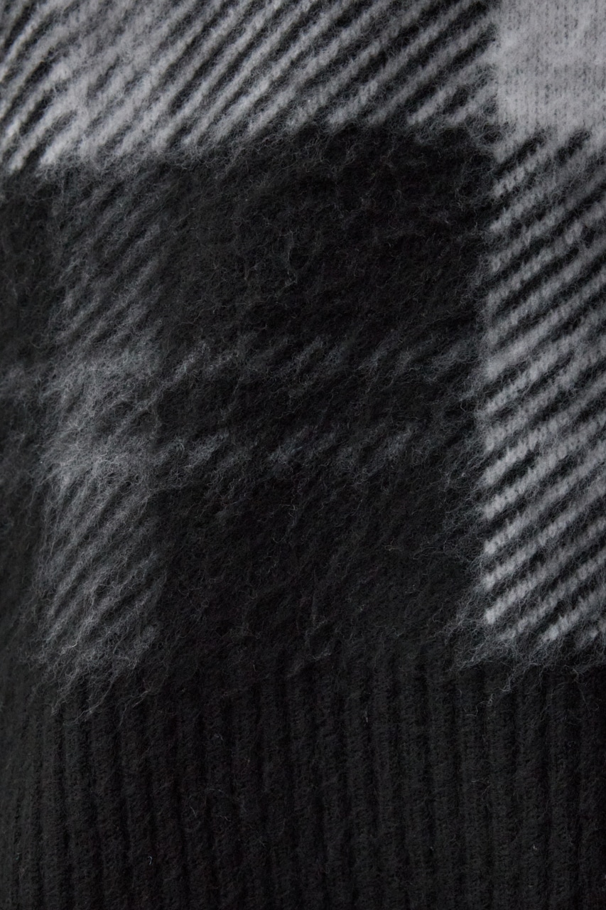 ビッグチェックニット 柄BLK FREE