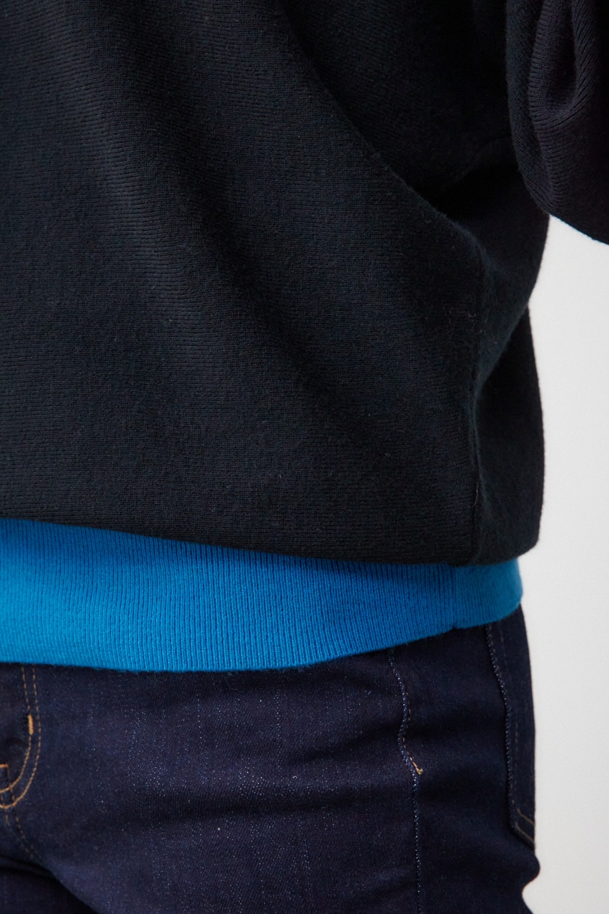 バイカラードルマンニットプルオーバー BLK FREE