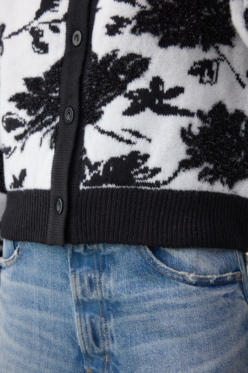 2WAY花柄ジャガードカーディガン 柄BLK FREE