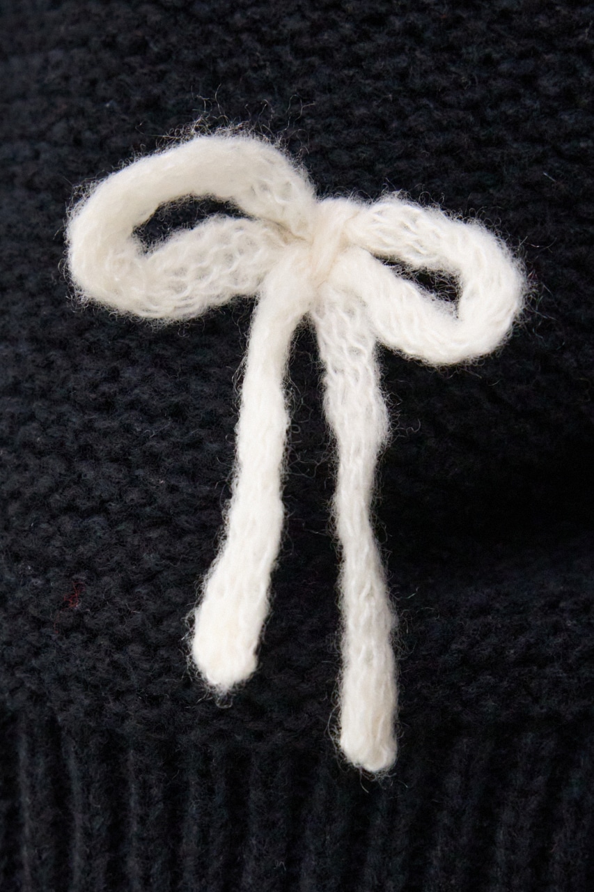 リボンモチーフニット BLK FREE