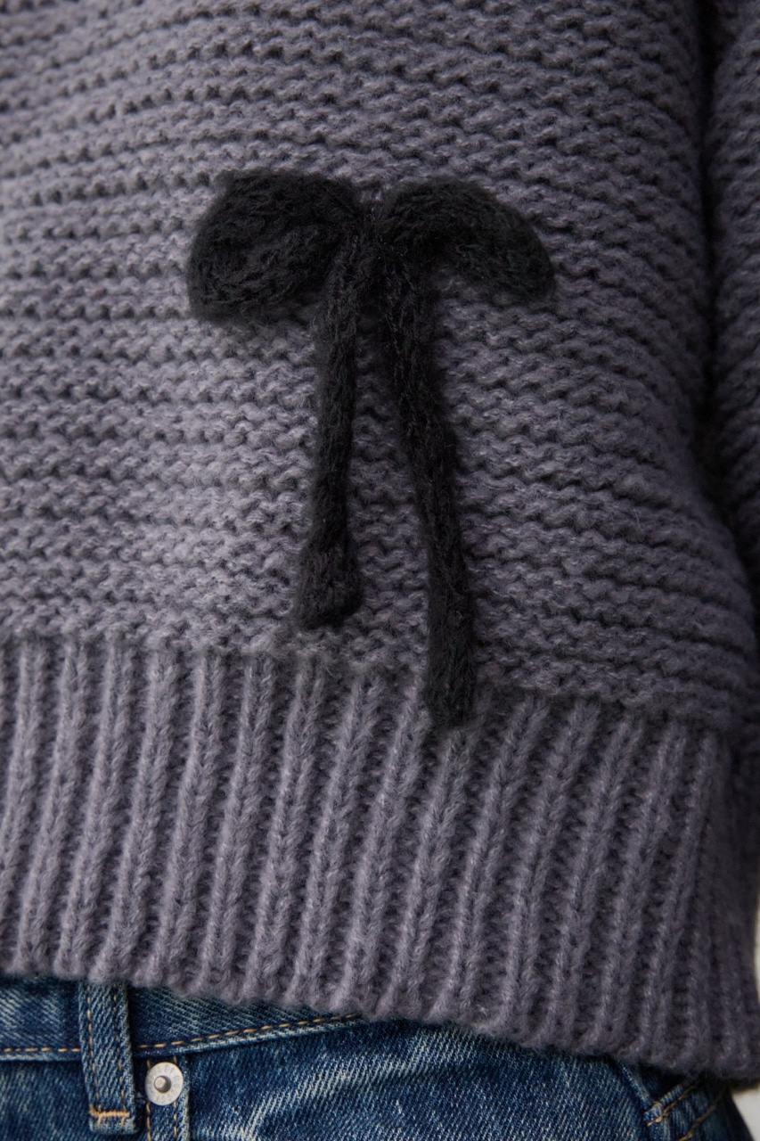 リボンモチーフニット GRY FREE
