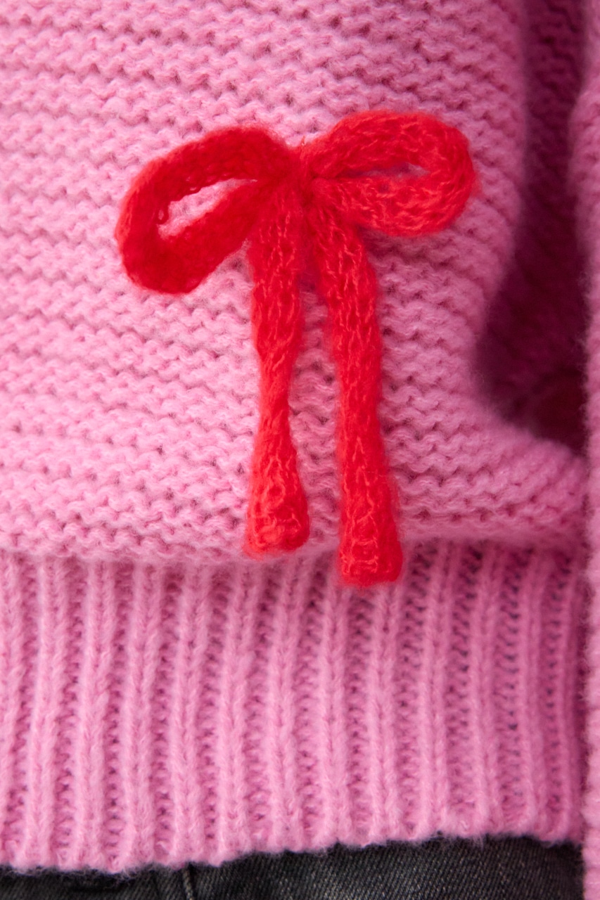 リボンモチーフニット PNK FREE