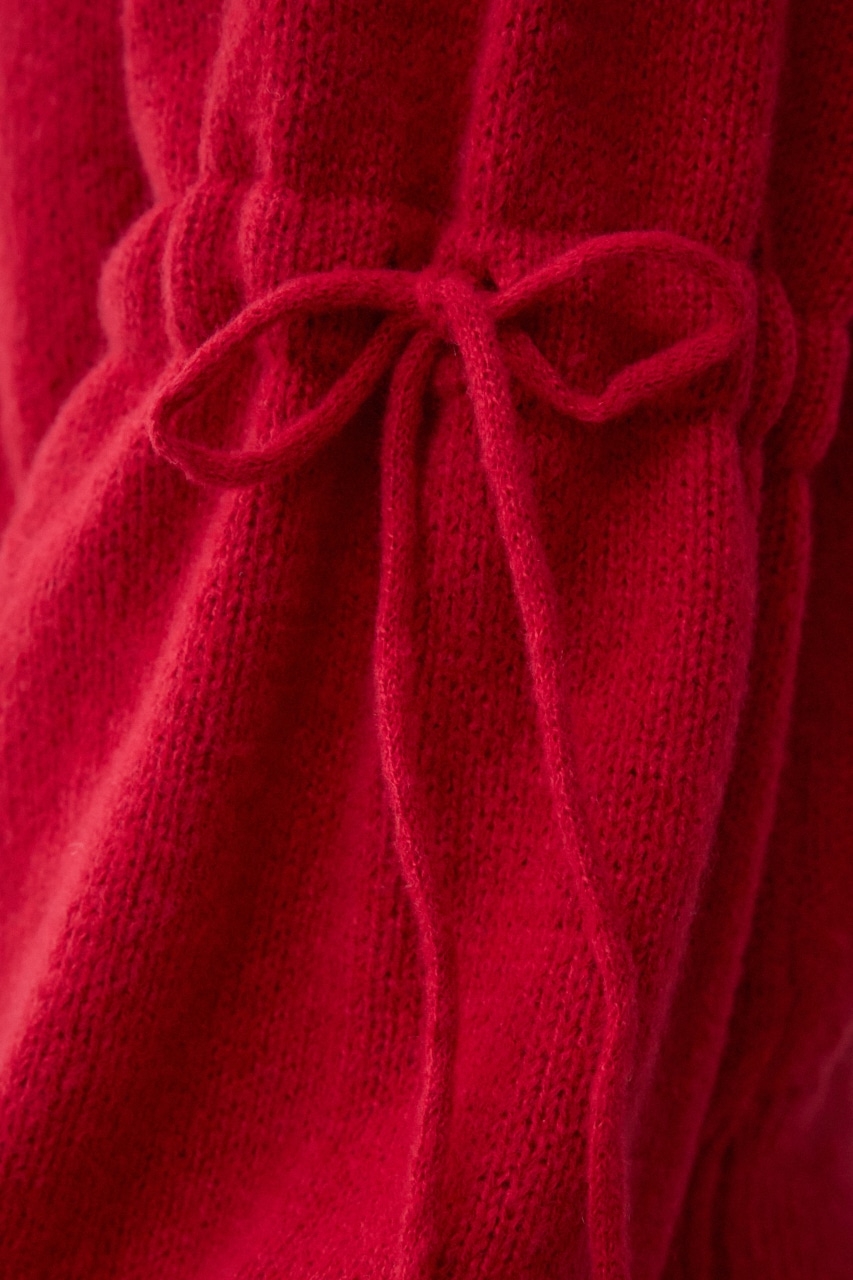 袖リボンデザインニット RED FREE
