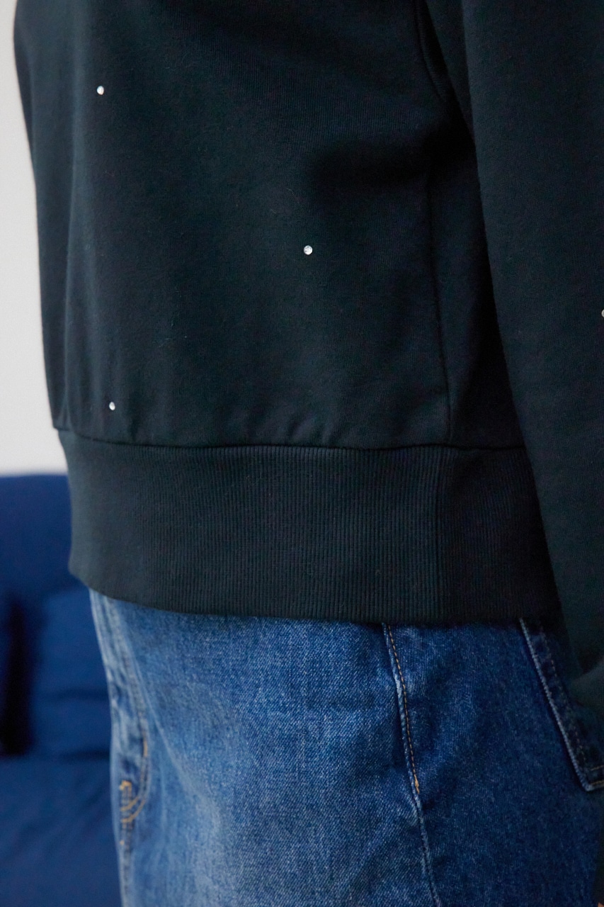 ラインストーンウラケトップス BLK FREE