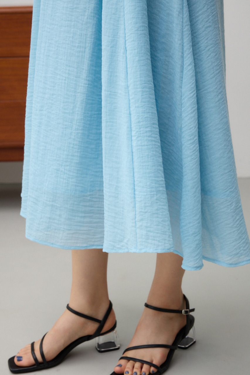 ウエスト切替袖ギャザーノースリーブワンピース L/BLU M