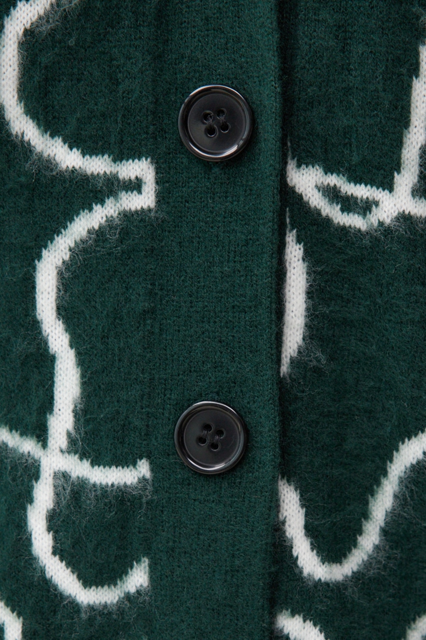 ライン柄ニットカーディガン 柄GRN FREE