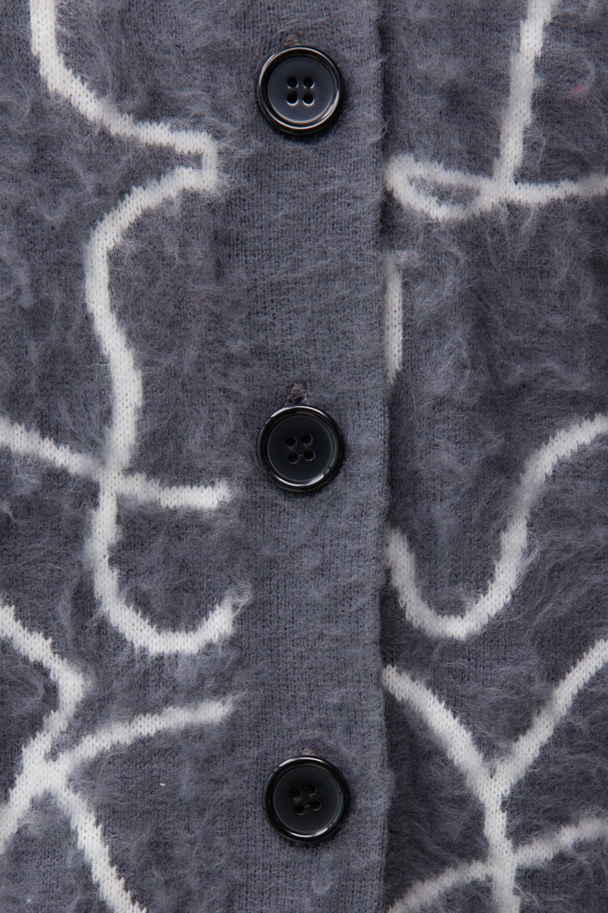 ライン柄ニットカーディガン 柄GRY FREE