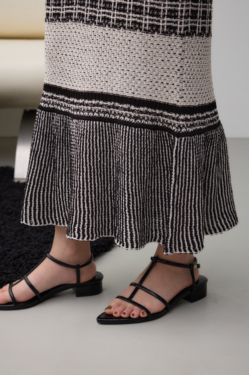 クロシェキャミワンピース 柄BLK FREE