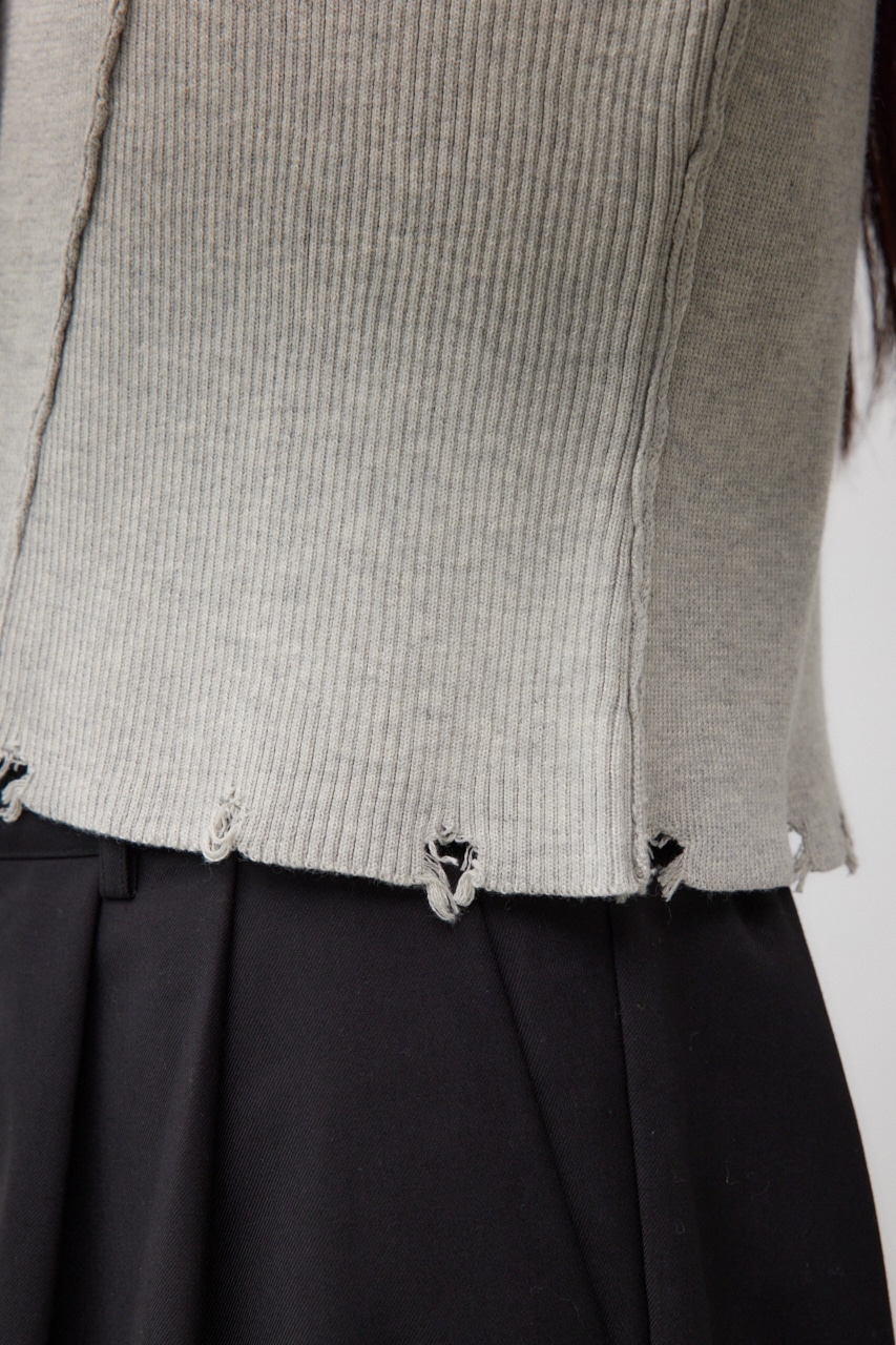 ダメージスイッチングカーディガン T.GRY FREE