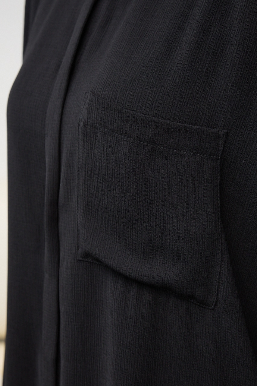 ポンチョ型楊柳シャツ BLK FREE
