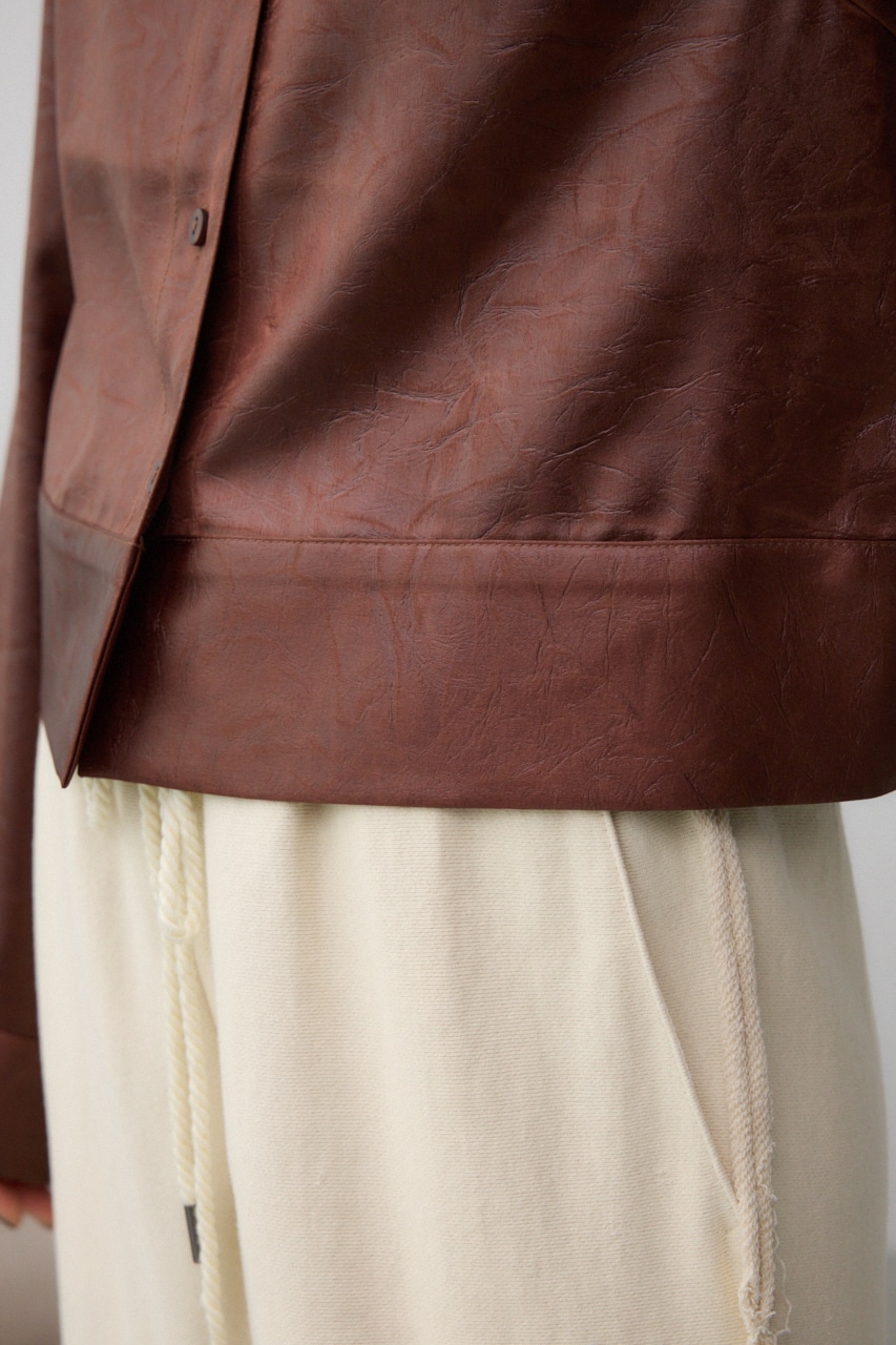 フェイクレザーシャツ D/BRN FREE