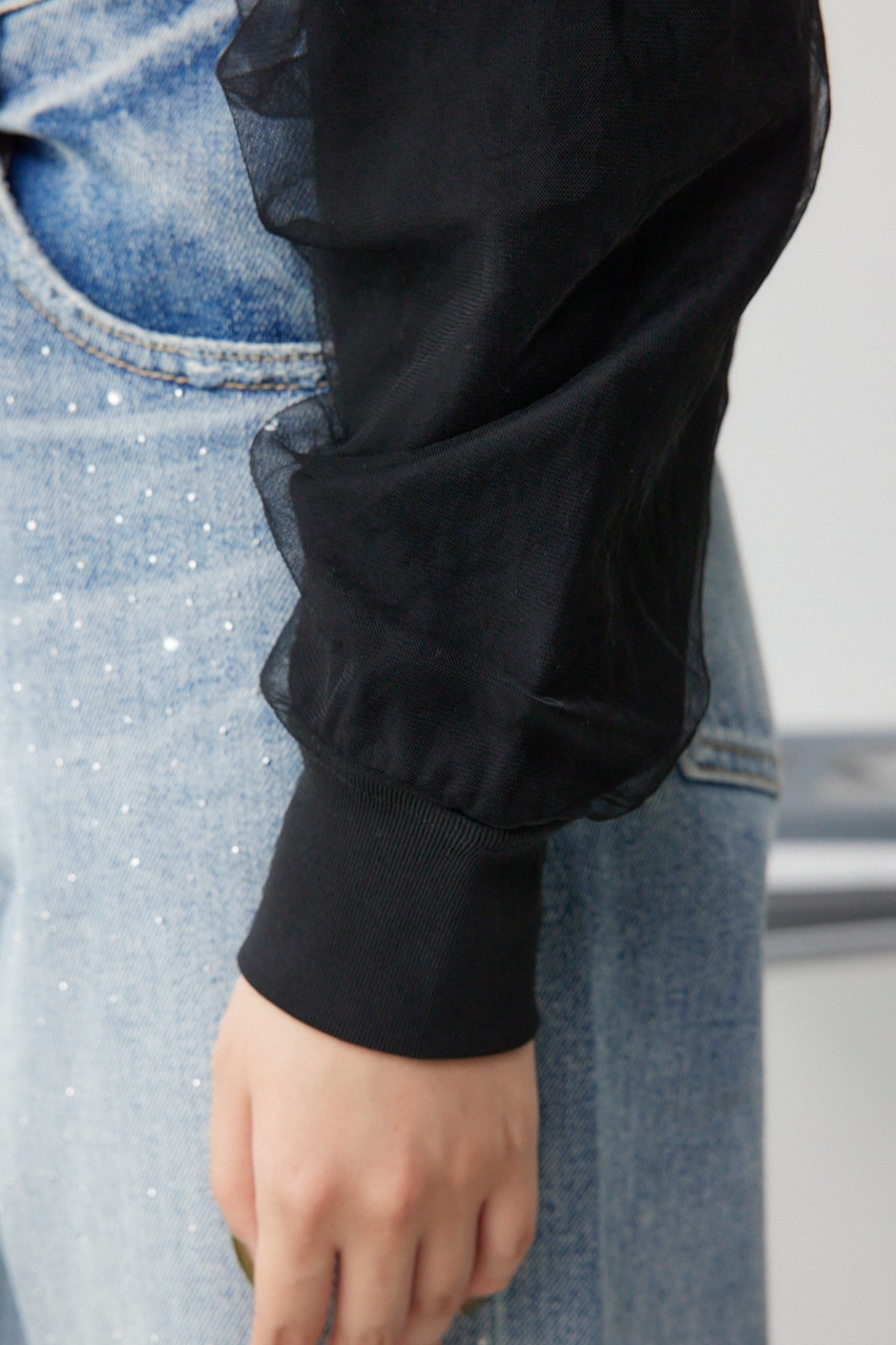 チュールドッキングカーディガン BLK FREE