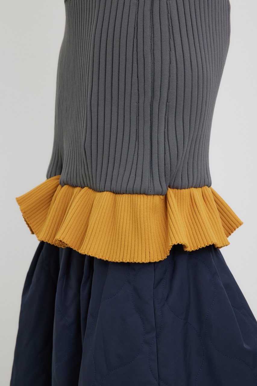 【PLUS】ドッキングキルティングマーメイドスカート GRY M