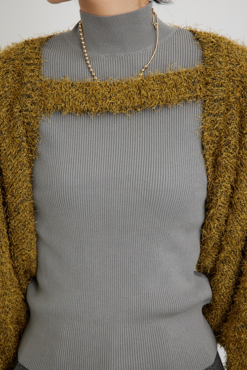 【PLUS】ショートボレロレイヤードセットニット D/YEL FREE