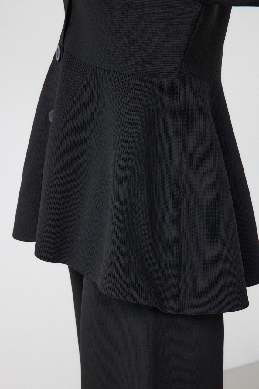 【PLUS】コクーンスリーブペプラムカーディガン BLK FREE