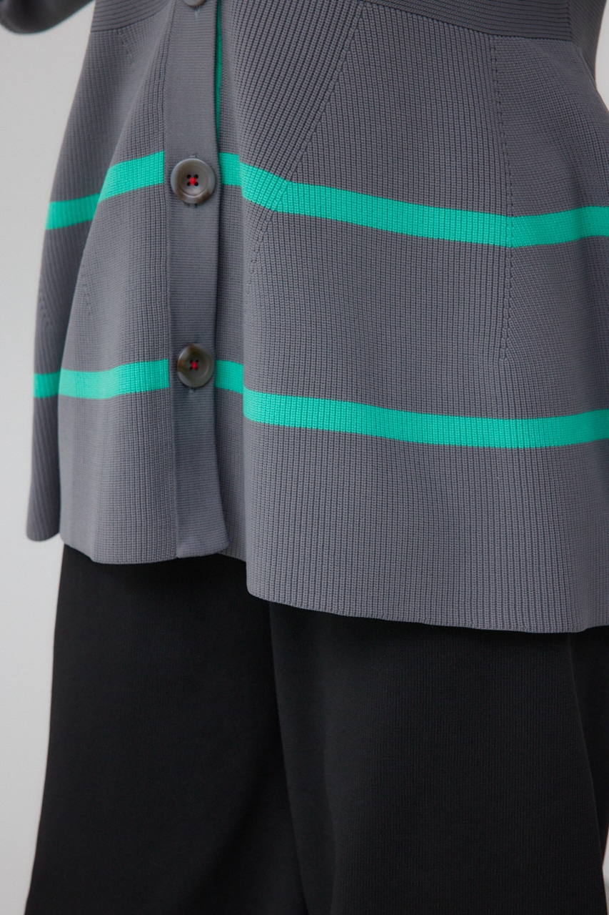 【PLUS】コクーンスリーブペプラムカーディガン GRY FREE