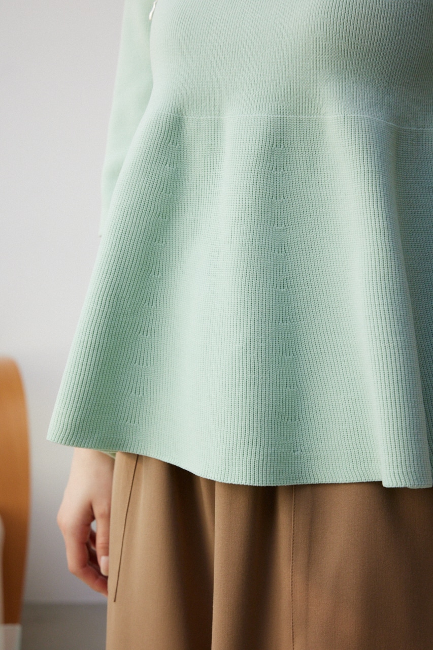 ペプラム5分袖ニットトップス M/MINT FREE