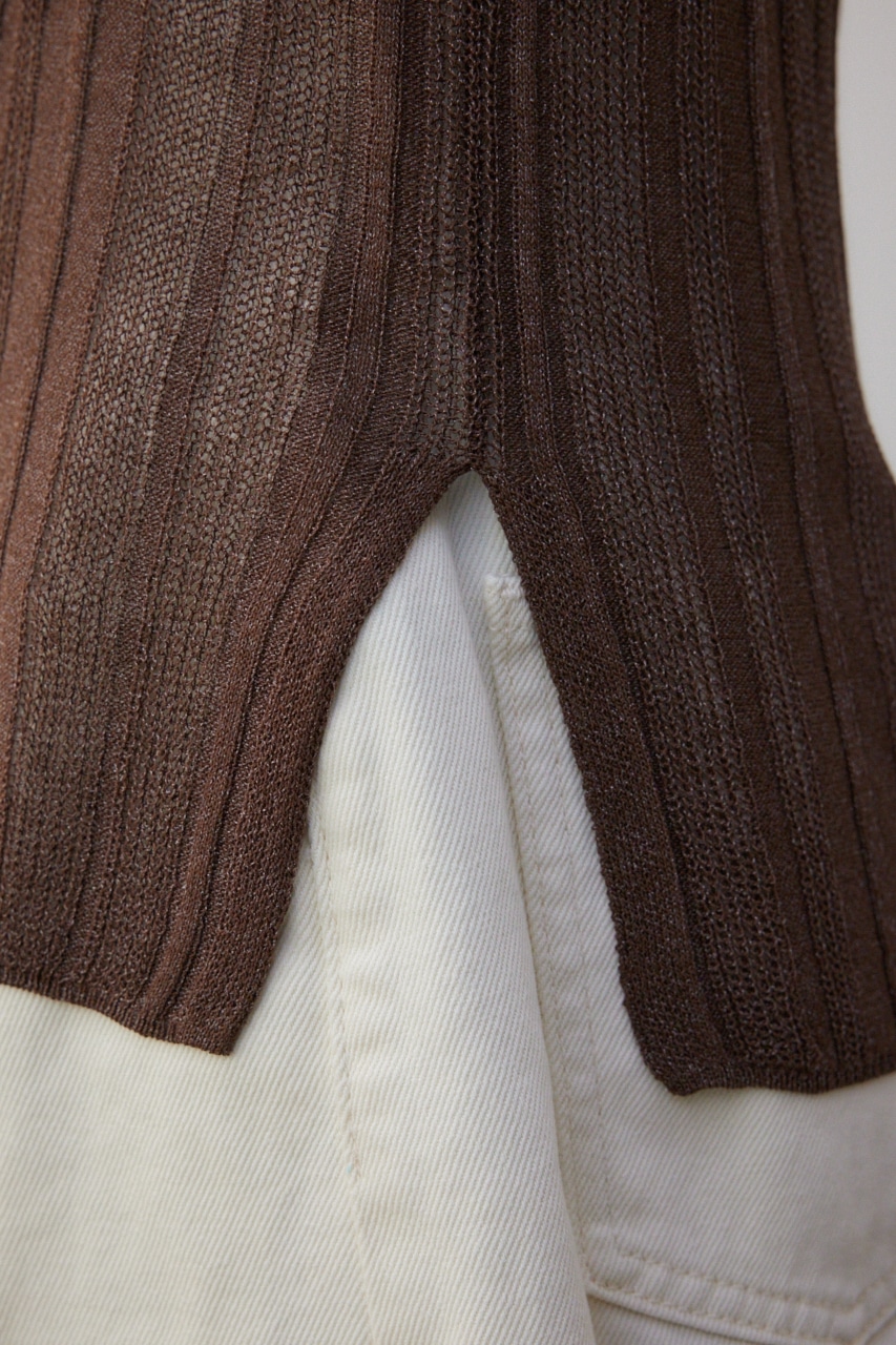 シアーランダムリブニットトップス BRN FREE