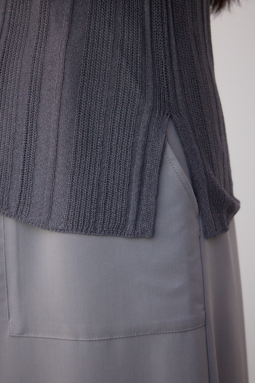 シアーランダムリブニットトップス C.GRY FREE