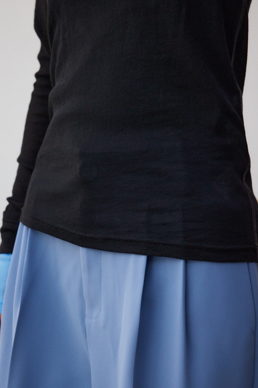 レイヤードカフロングシアートップス BLK FREE