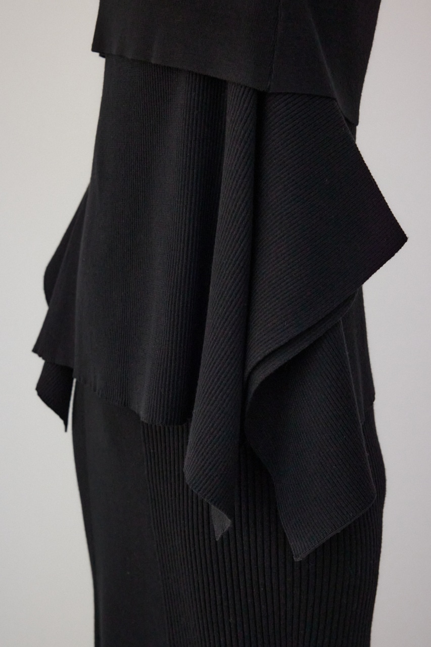 【PLUS】ベストレイヤードドレープワンピ BLK M