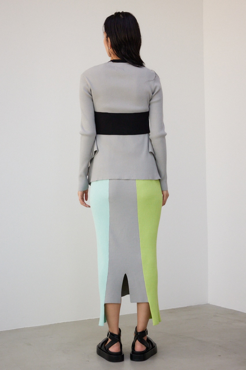 【PLUS】ベストレイヤードドレープワンピ GRY M