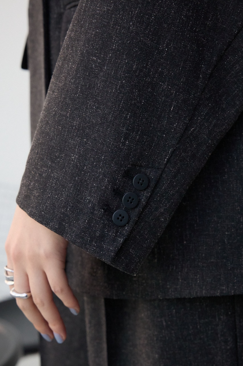 ポリエステルリネンミックスダブルジャケット L/BLK FREE