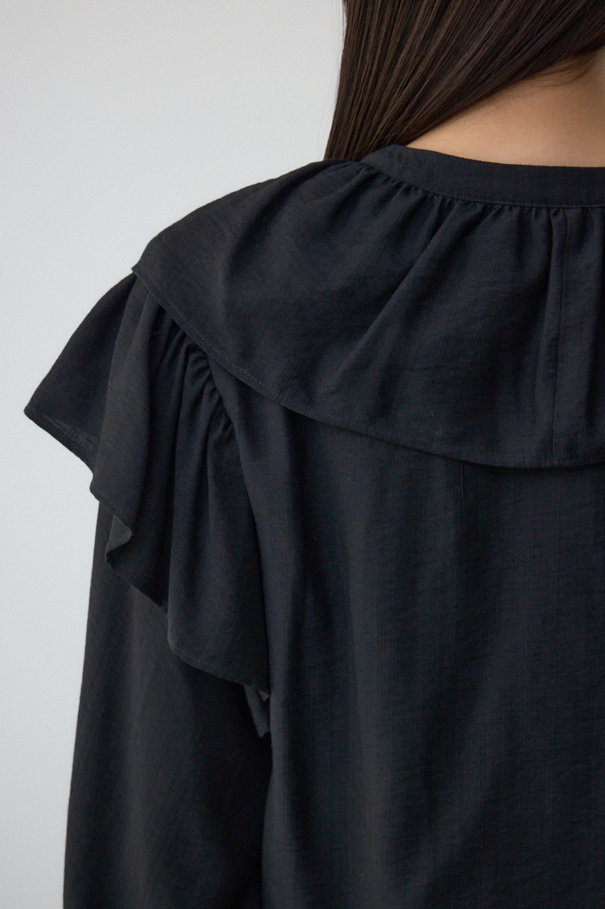 ラッフルフリルブラウス BLK FREE
