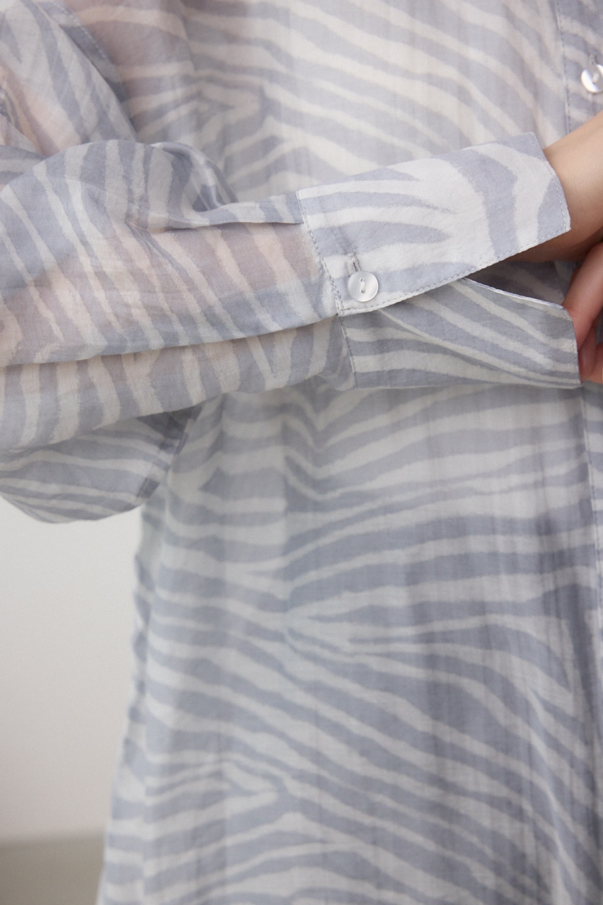 バックスリット総柄シアーシャツ 柄GRY FREE